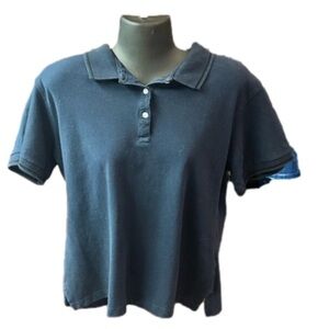 Kids XL Laura Jacobs black short sleeve pull over thick polo shirt